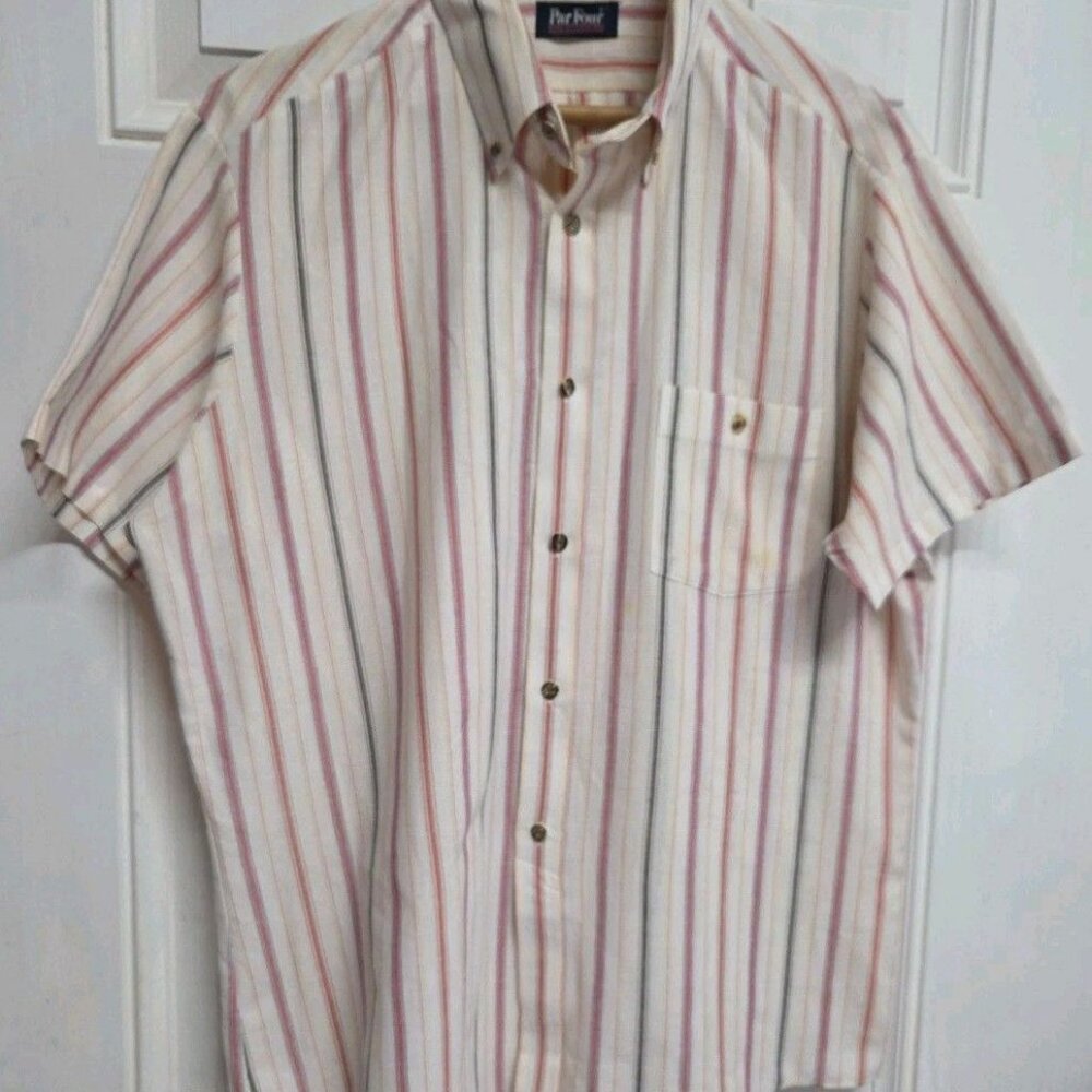 Par Four Sportswear Mens Large Button Down Shirt Striped Multicolor Made in USA
